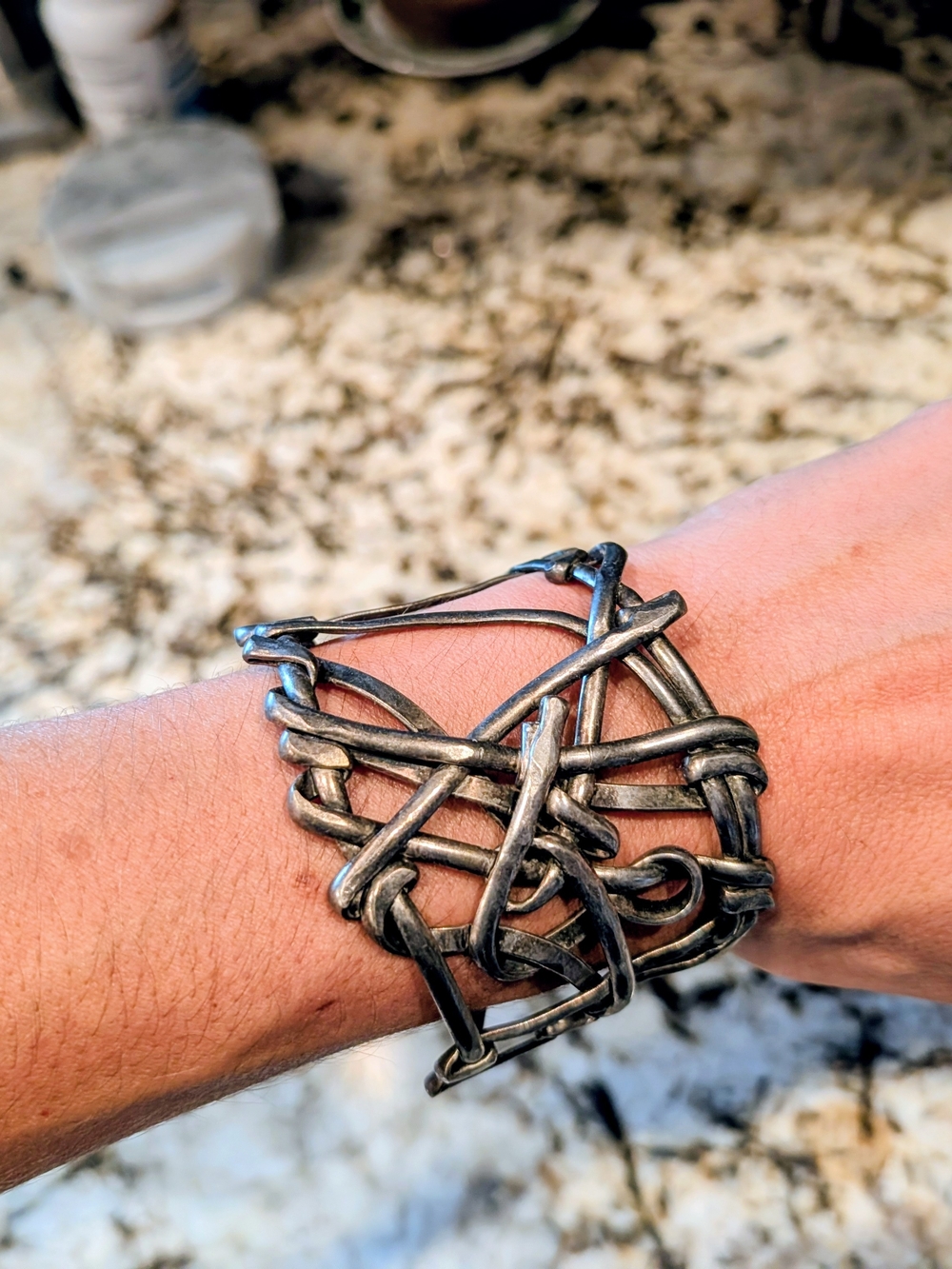 Handcrafted Women's Silver-Tone Wrapped Cuff Bracelet